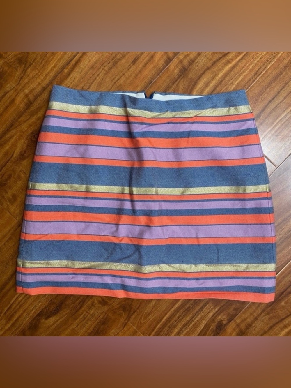 J. Crew Women Multicolor Metallic Stripe A Line Mini Skirt Size 4 Preppy Classic